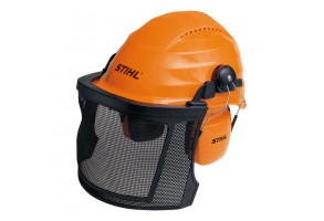 Каска противоударна с антифони и найлонова защитна мрежа 22 dB, STIHL Aero Light, оранжева