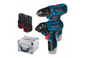 Комплект акумулаторен винтоверт BOSCH GSR 120-LI и ударен винтоверт Bosch GDR 120-Li