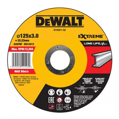 Диск за рязане на метал 125х22.23х3 мм, A24 R BF, DeWALT Extreme