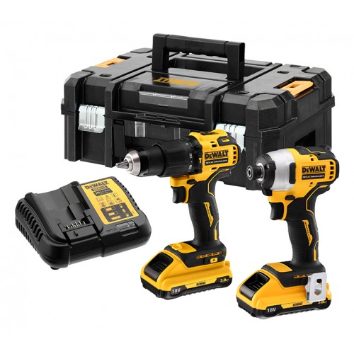 Комплект акумулаторни инструменти с 2 батерии и зарядно, DeWALT DCD709, DCF809, 18 V, 3 Ah, DCK2062L2T