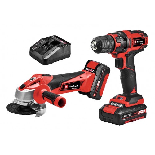 Комплект акумулаторни инструменти с 2 батерии и зарядно, Einhell PXC TC-TK 18 Li Kit