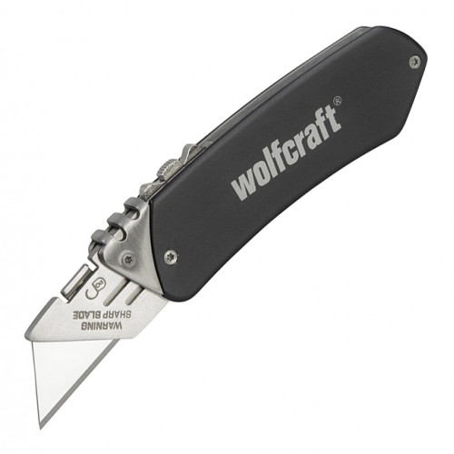 Нож  макетен метален с трапецовидно острие сгъваем 90 мм, Wolfcraft