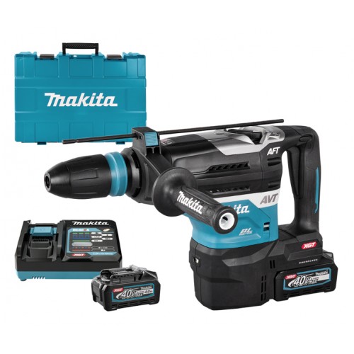 Перфоратор акумулаторен с 2 батерии и зарядно, SDS-max, 40 V, 4 Ah, 8 J, 1450-2900 уд./мин, Makita HR005GM202