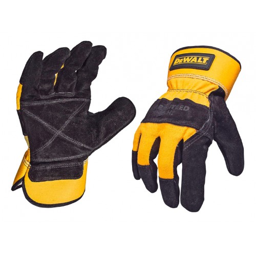 Ръкавици докерски от телешки велур и плат размер 10, DeWALT Leather Rigger