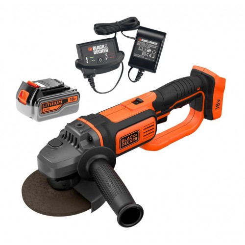 Ъглошлайф акумулаторен  18 V, 4 Ah, 125 мм, Black & Decker BCG720M1