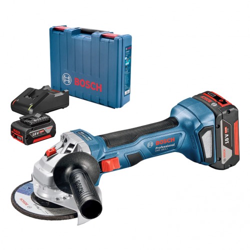 Ъглошлайф акумулаторен  18 V, 4 Ah, 125 мм, Bosch GWS 180-LI